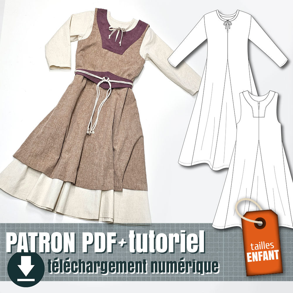 Patron de robe style viking pour enfant taille à 14 ans