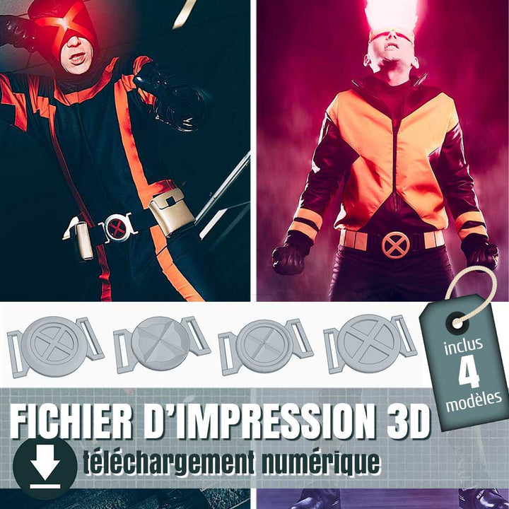 fichier 3D de 4 boucles de ceinture de X-Men, by juliechantal