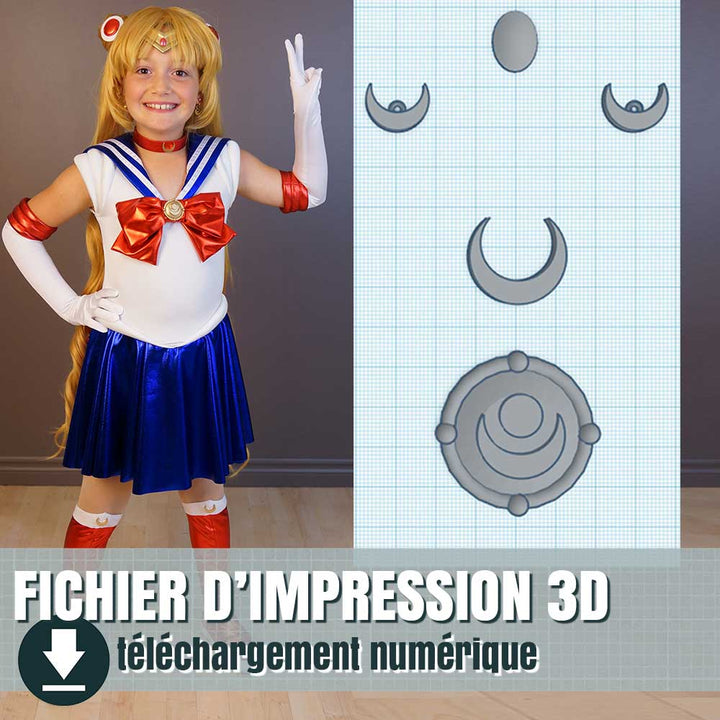 fichier 3D des éléments du costume de Sailor Moon, by juliechantal