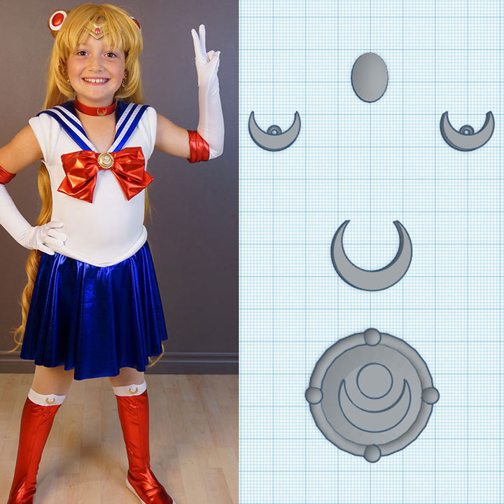 fichier 3D des éléments du costume de Sailor Moon, by juliechantal