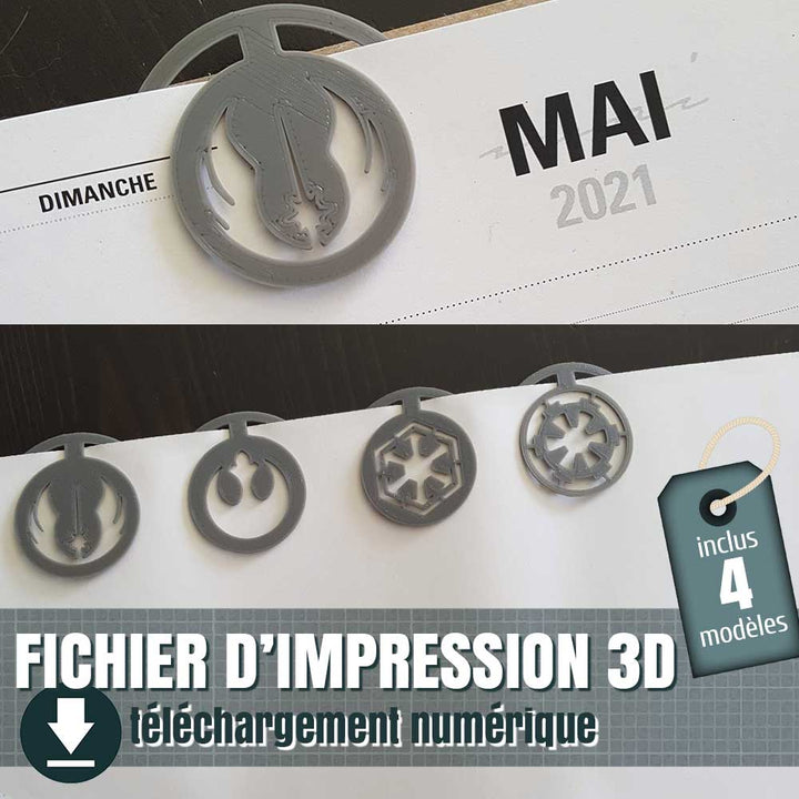 fichier 3D de 4 trombones Star Wars, by juliechantal