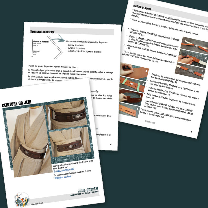 fichier 3D de 4 boucle de ceinture de Jedi + patron de ceinture en bonus, by juliechantal