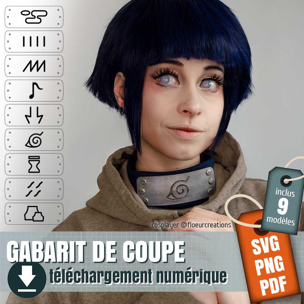 gabarit de coupe des plaques frontales de Naruto + patron de bandeau en bonus, by juliechantal