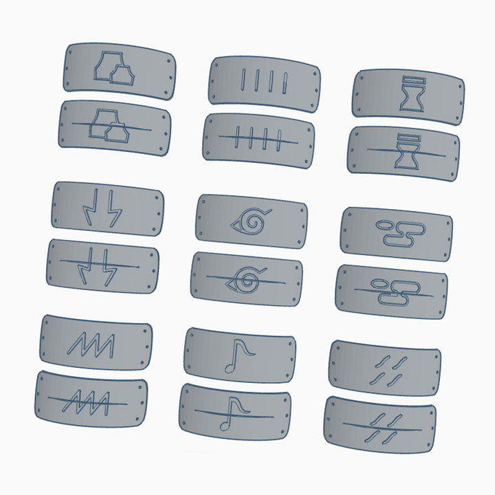 fichier 3D des plaques frontales de Naruto + patron de bandeau en bonus, by juliechantal