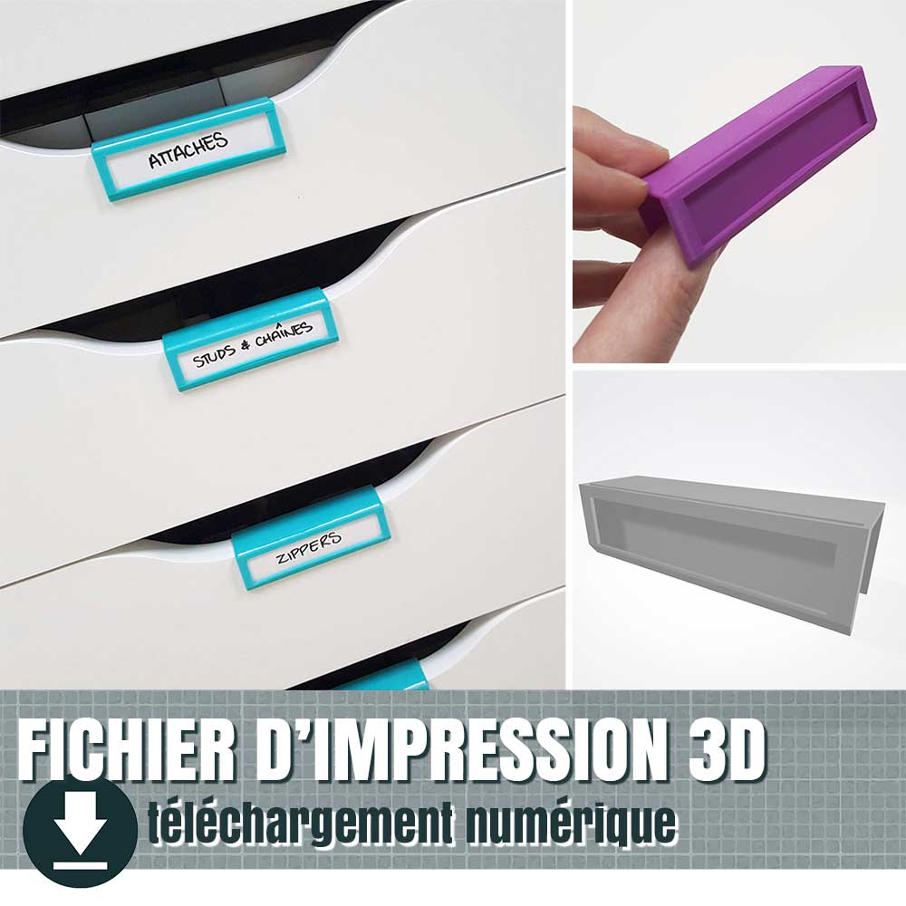 fichier 3D de porte-étiquette pour tiroir, by juliechantal