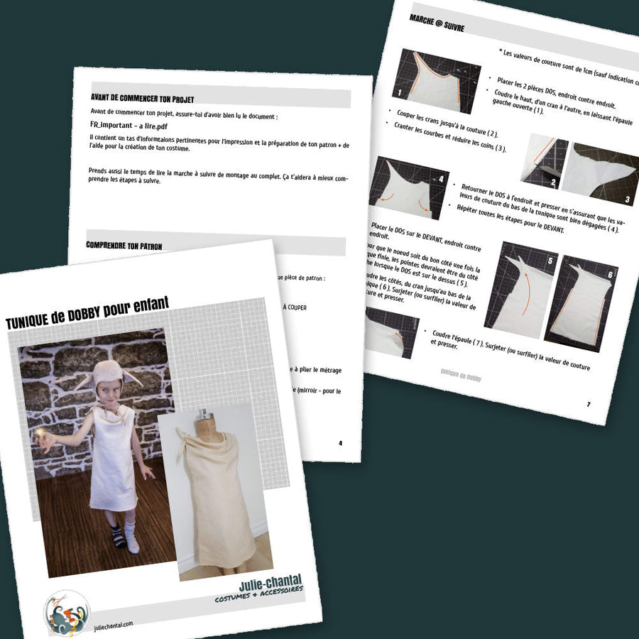 Dobby the house elf costume pattern. Available sizes: 2 to 12 years old ...