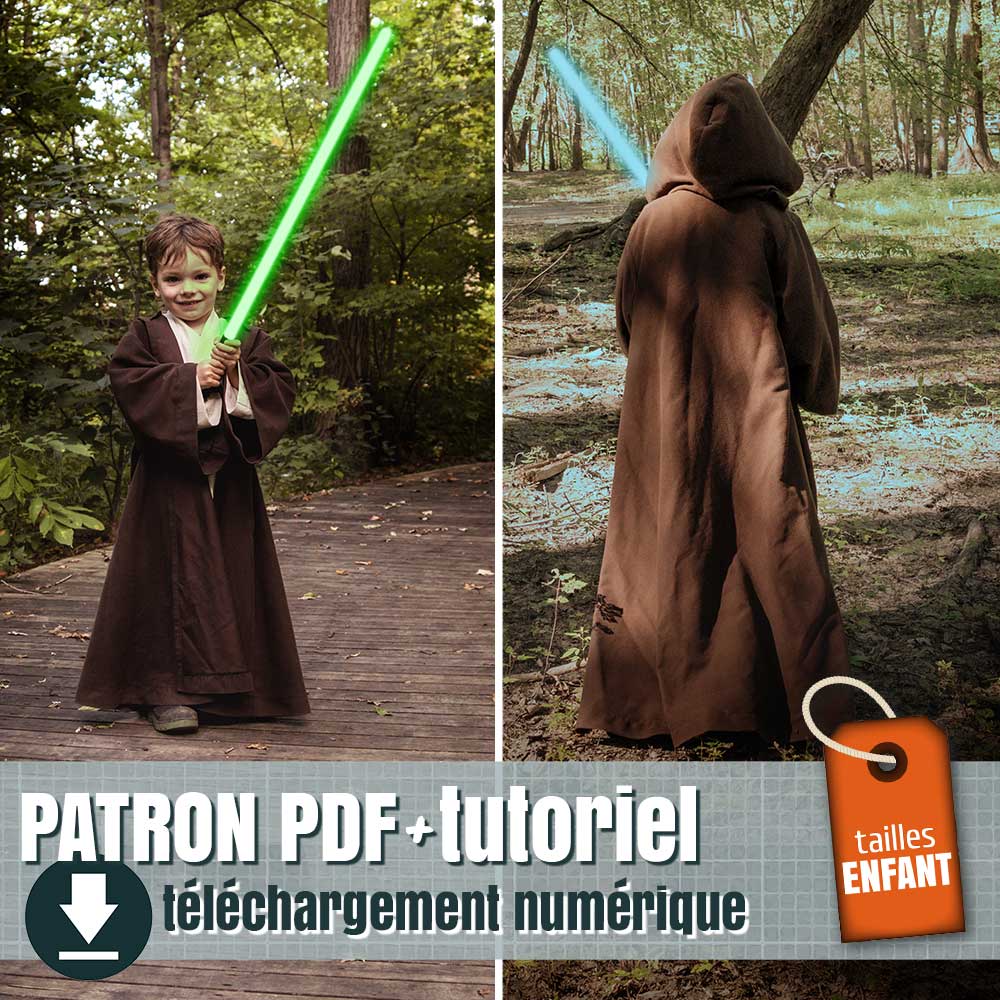 Jedi robe pattern for kids. Available sizes: 2 to 12 years old ...